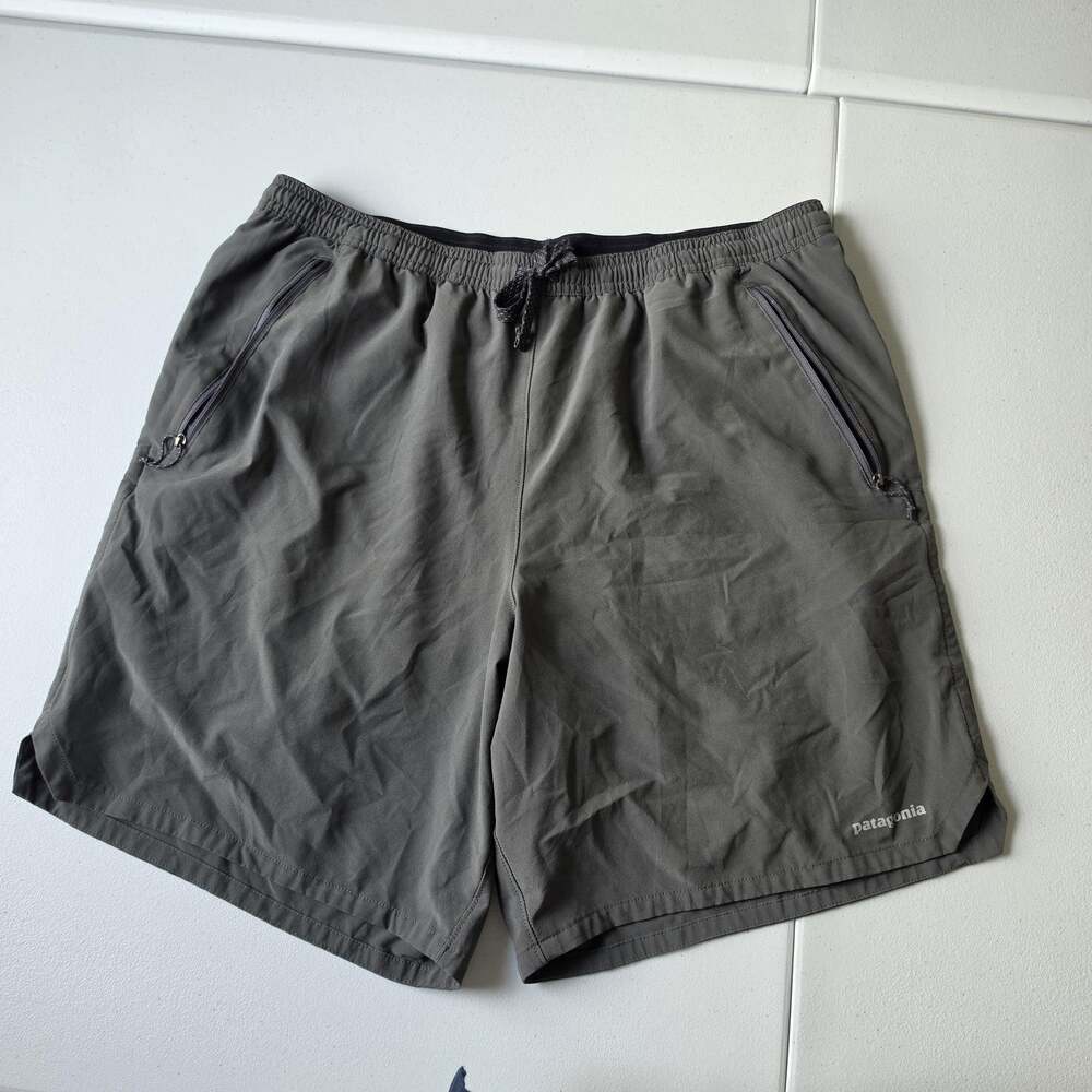 Patagonia Nine Trails Shorts Mens Medium Gray Running Lined Quick Dry 8 Inseam